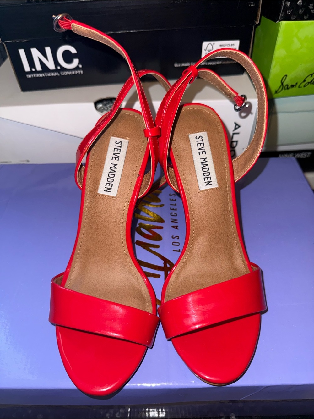 Steve Madden Red Open-Toe Ankle-Strap Heels